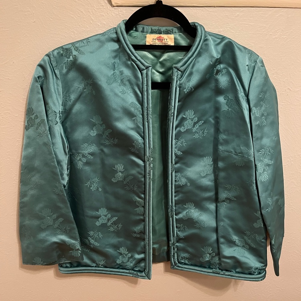 VINTAGE Dynasty Hong Kong green/teal silk jacket